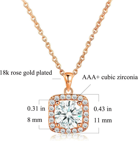 Elevate Your Elegance with the Gemsme Women's 18K Rose Gold Plated Halo Jewelry Set - Stunning Necklace, Earrings, and Ring for Every Occasion