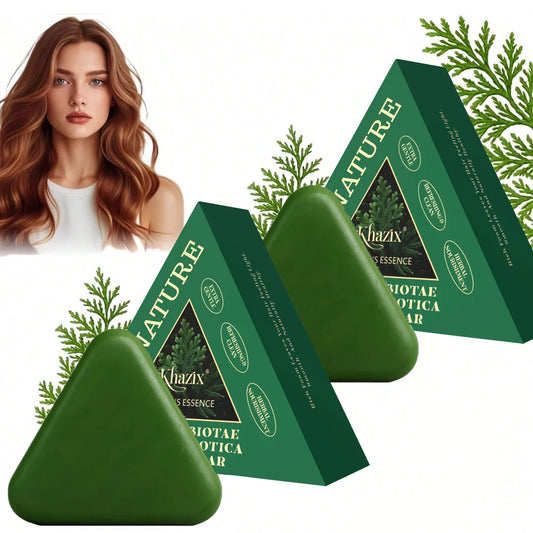 Experience Luxurious Hair Care with Our Green Triangle Soap Shampoo Bar - Infused with Natural Usman Grass and Cypress Leaf for a Calming Touch