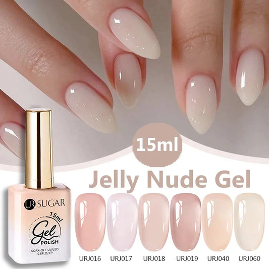 Transform Your Nails with 15ml Jelly Milky White Translucent Gel Polish - Semi-Permanent UV Nail Art Varnish for Stunning Results