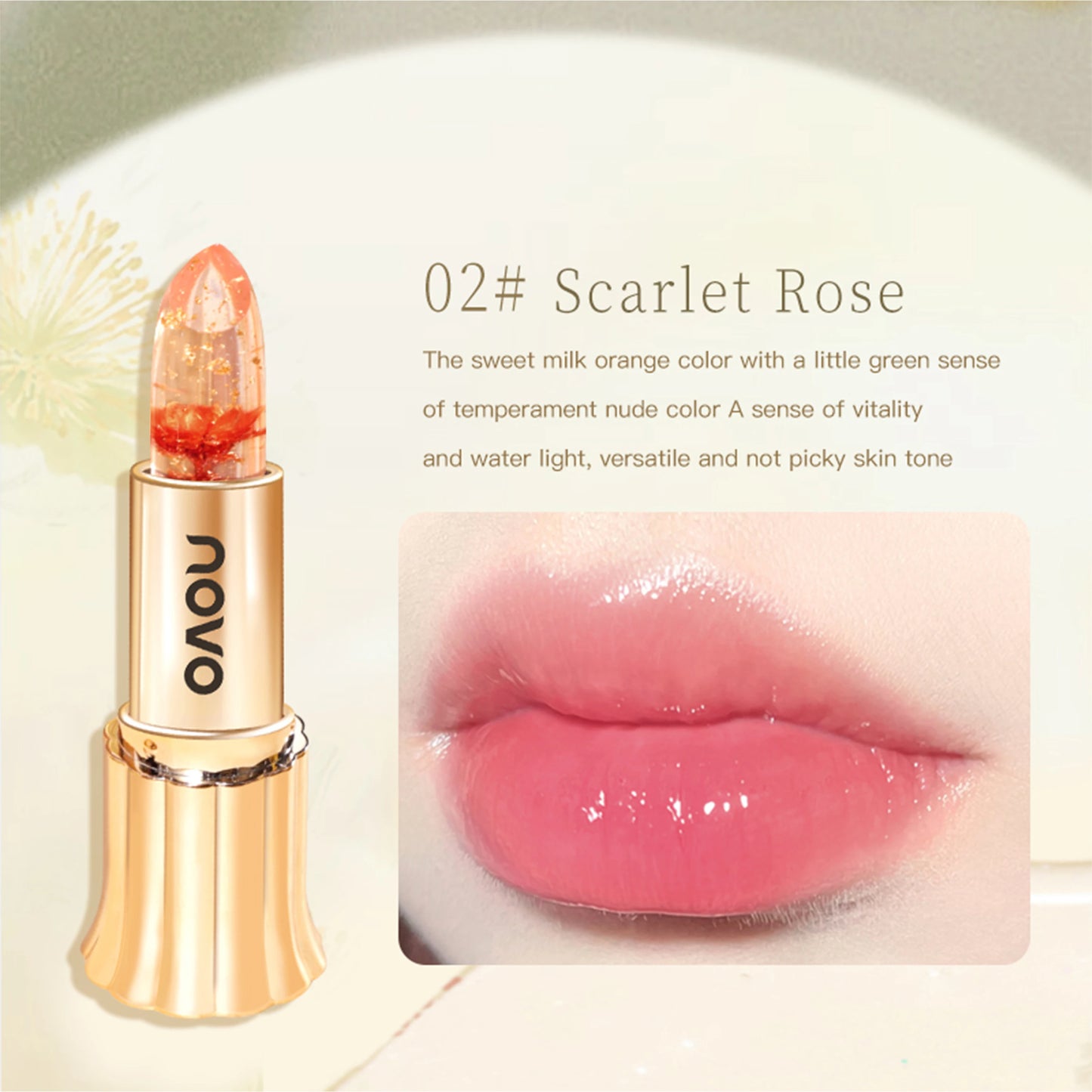Transform Your Lips with Our Jelly Crystal Flower Lipstick - Long Lasting, Nourishing, and Temperature Color Changing!