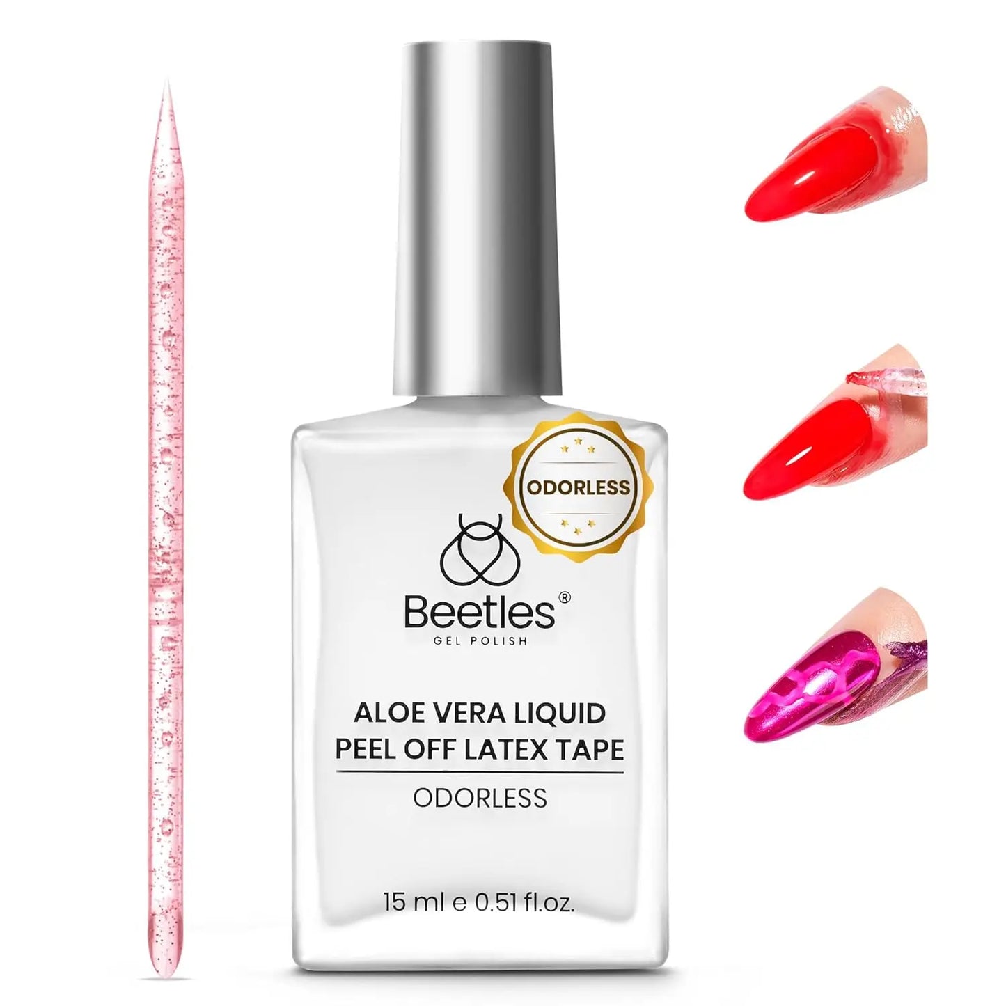 Beetles Liquid Latex for Nail- Peel off Nail Polish Cuticle Guard with Plastic Nail Care Stick Nails Design Air-Dry Liquid Latex Barrier for Protector Fingers
