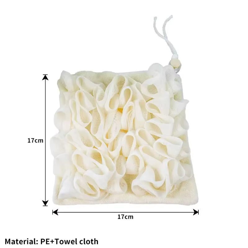 Soft Exfoliating 2-in-1 Bath Loofah with Drawstring Soap Closure - Reusable Mesh Shower Sponge for Enhanced Skin Care