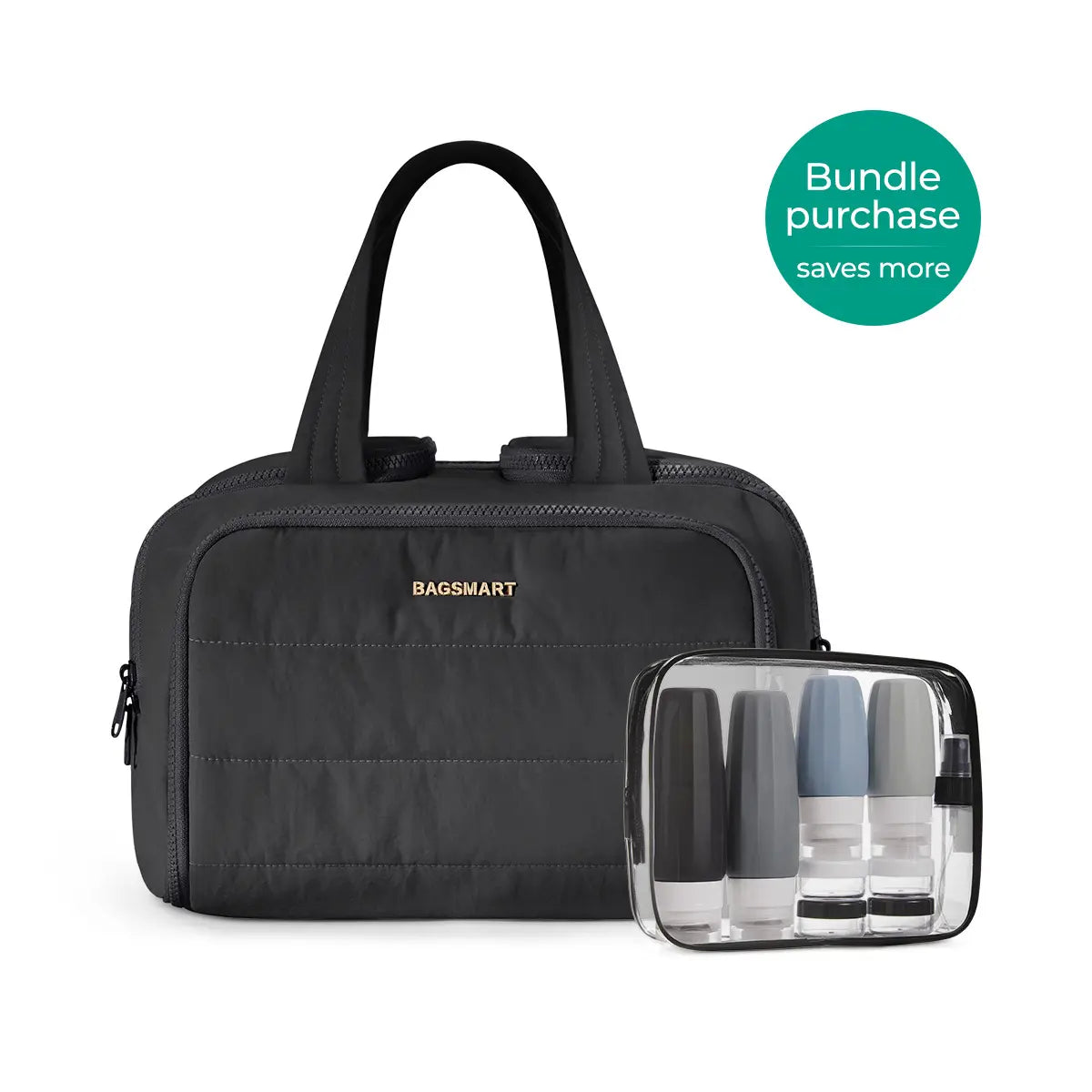 BAGSMART Crush 4-In-1 Puffy Multi-Functional Travel Toiletry Bag for Women Large Capacity Organizer with Handle for Accessories Essentials Toiletries Makeup Organizer Storage Bag Brush Pouch Travel Essentials Tiktokshopsummersale Tiktokshopbacktoschool