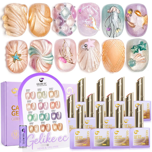 Transform Your Nails with Gelikeec Cat Eye Gel Polish Set - Salon Quality, Chic & Long-Lasting 16Ml