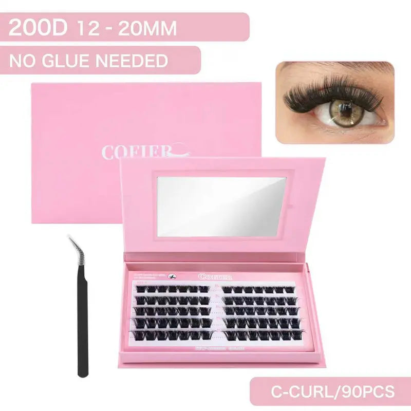 COFIER Fuzzy Volume Lash Kit - 12Mm-20Mm Length, No Glue Needed, Self-Grafting, Beginner Friendly Eyelashes Makeup Cosmetic Flawless #Summervibes