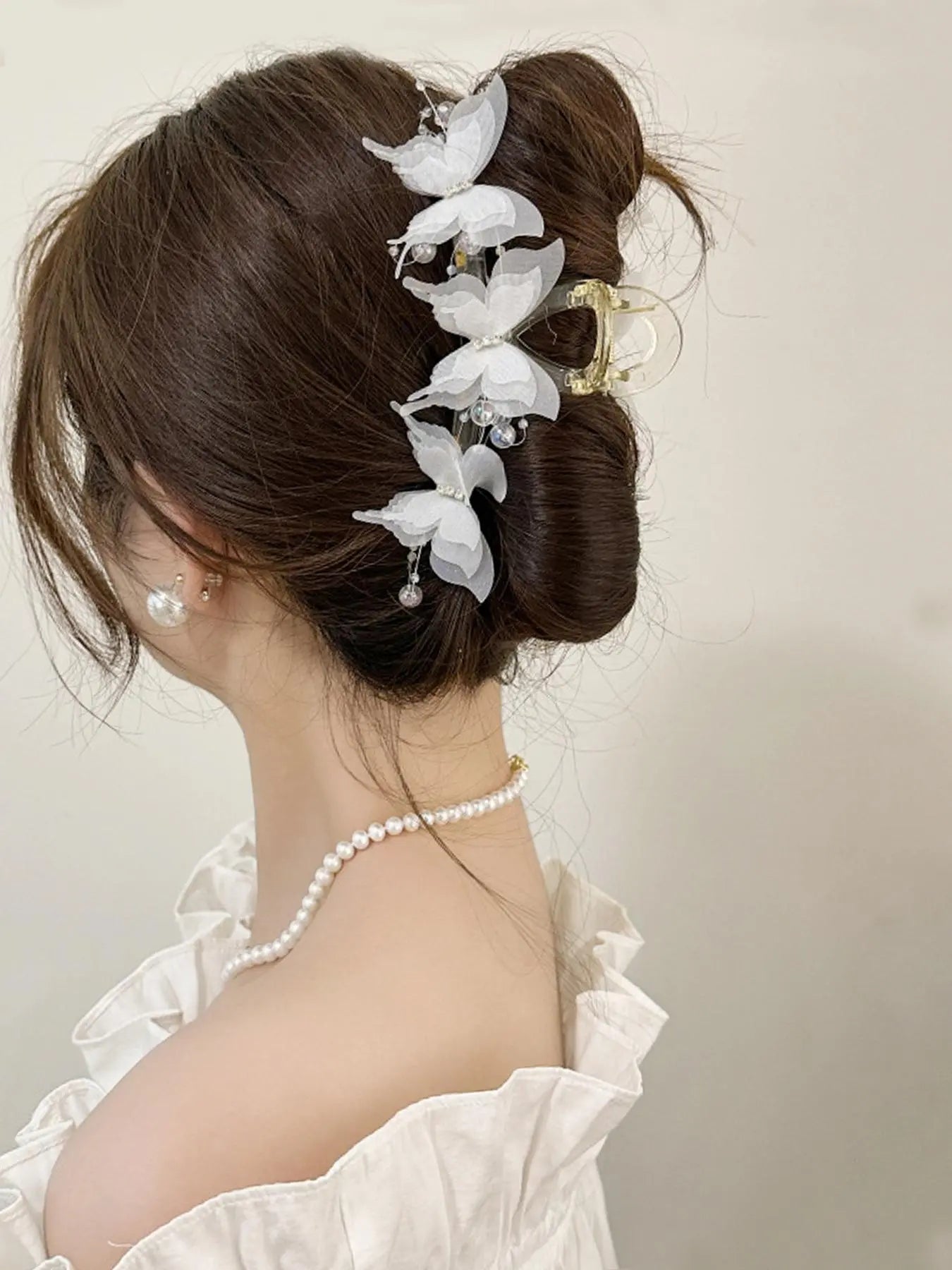 Women'S Elegant Rhinestone Decorated Butterfly Design Hair Claw, Exquisite Trendy Hair Claw for Fall Festival, Fashionable Hair Accessories for Women & Girls, Birthday Gifts