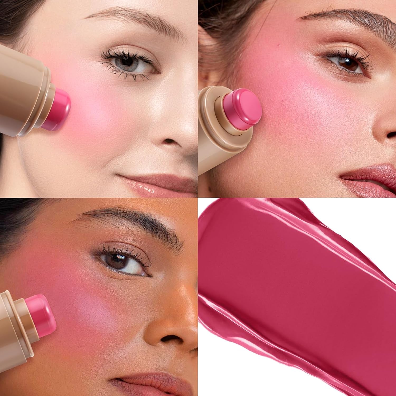 Multi-Use Cream Blush Stick for Lips and Cheeks - Ideal Makeup for Mature Skin