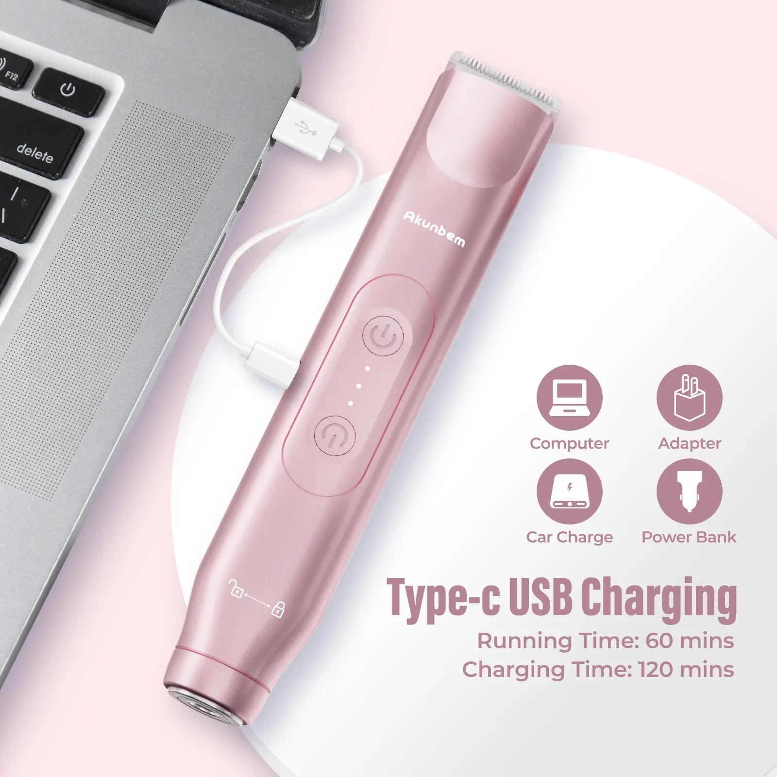 Akunbem Bikini Trimmer for Women, Electric Shaver and Razor Rechargeable 2-In-1 Body and Facial Epilator, Dual Heads for Painless Trimming of Pubic Hair, Face, Underarms and Legs, IPX7 Waterproof. Christmas Gift New Year Gift Shaving Grooming Tiktokshopba