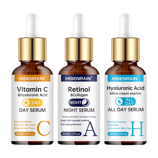 Vitamin C + Retinol + Hyaluronic Acid Serum Duo | Anti-Aging Brightening & Hydration Combo | for All Skin Type.