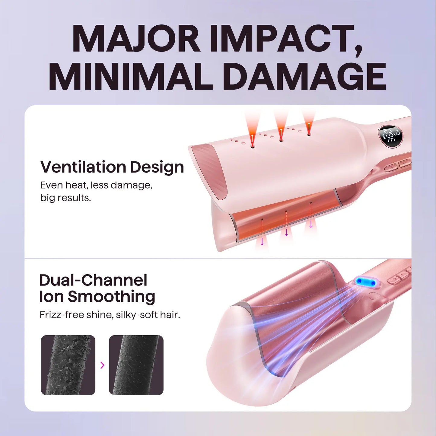 Wavytalk Waver Crimper Hair Tool - Ionic Hair Crimper Iron, Curling Irons for Beach Waves, Dual Voltage, Lightweight, Frizz & Damage Reduction, Travel-Friendly Personal Care Appliance, Hair Tools