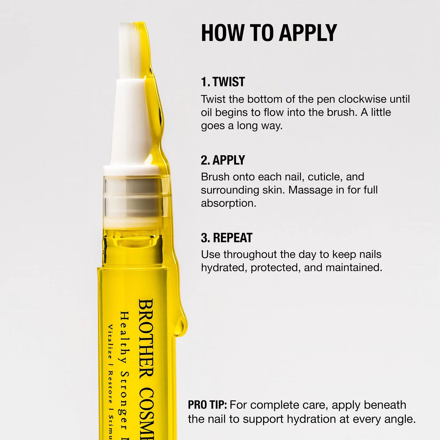 Brother Cosmetics Nail Growth Support Oil for Strength and Moisture | Cuticle Oil for Damaged, Dry, Brittle Nails