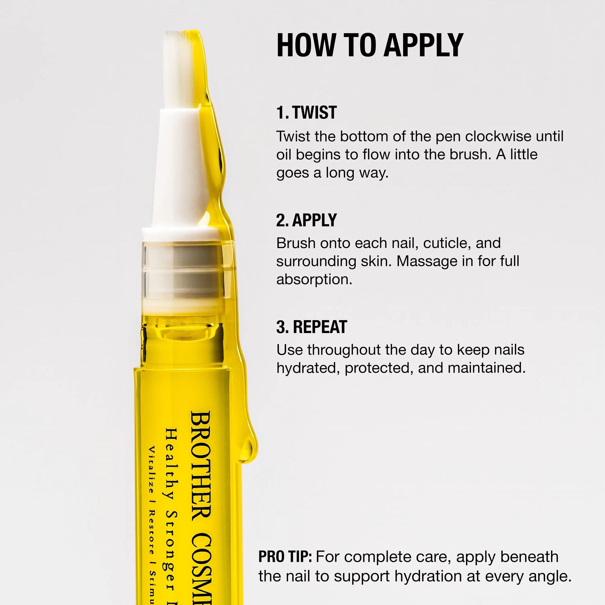 Brother Cosmetics Nail Growth Support Oil for Strength and Moisture | Cuticle Oil for Damaged, Dry, Brittle Nails