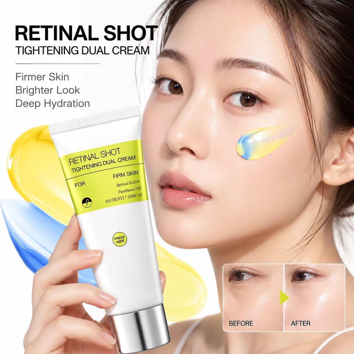The Vita-A Retinal Shot Tightening Dual Cream 50Ml Facial Vita B5 Relief Cream Moisturizing Wrinkle Care Brighten Skin Care