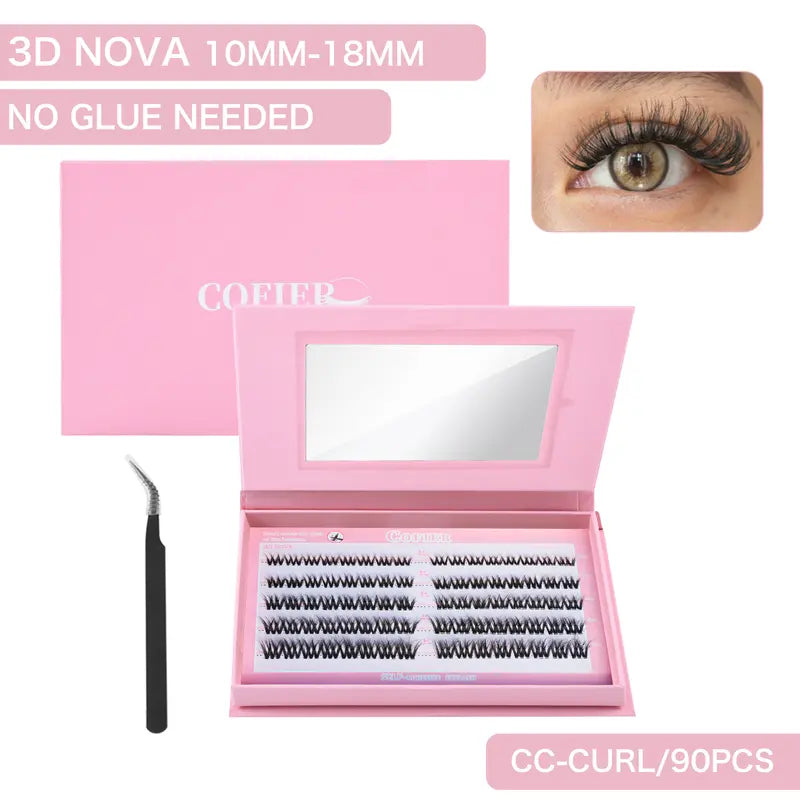 COFIER Fuzzy Volume Lash Kit - 12Mm-20Mm Length, No Glue Needed, Self-Grafting, Beginner Friendly Eyelashes Makeup Cosmetic Flawless #Summervibes