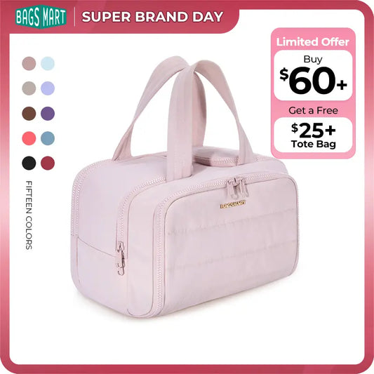 BAGSMART Crush 4-In-1 Puffy Multi-Functional Travel Toiletry Bag for Women Large Capacity Organizer with Handle for Accessories Essentials Toiletries Makeup Organizer Storage Bag Brush Pouch Travel Essentials Tiktokshopsummersale Tiktokshopbacktoschool