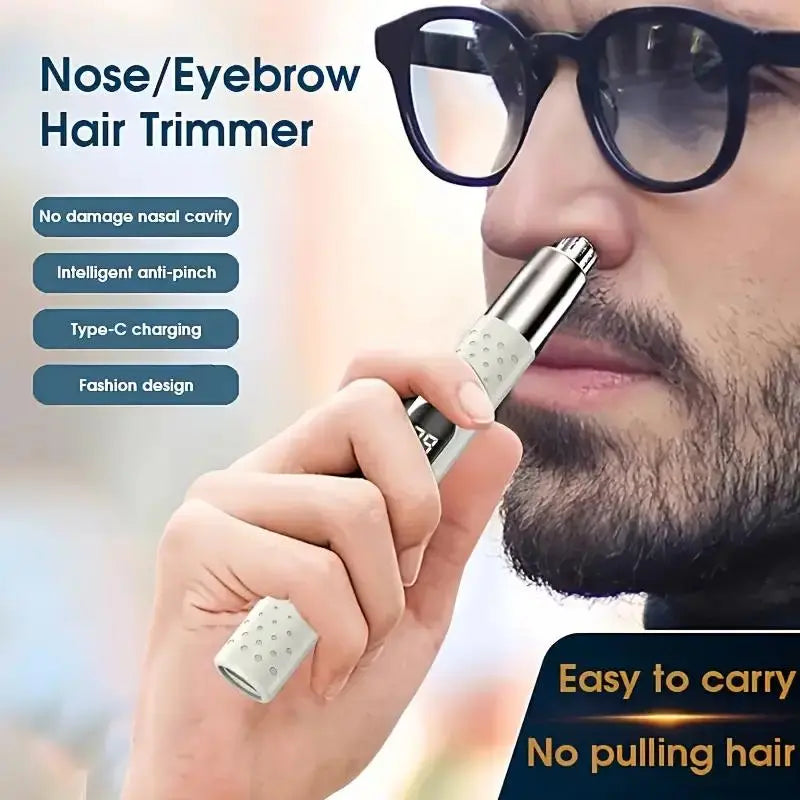 Portable Electric Nose Hair Trimmer for Men and Women, No Pulling Compact USB Rechargeable Trimmer, Suitable for Nose, Eyebrow and Ear Hair Trimming