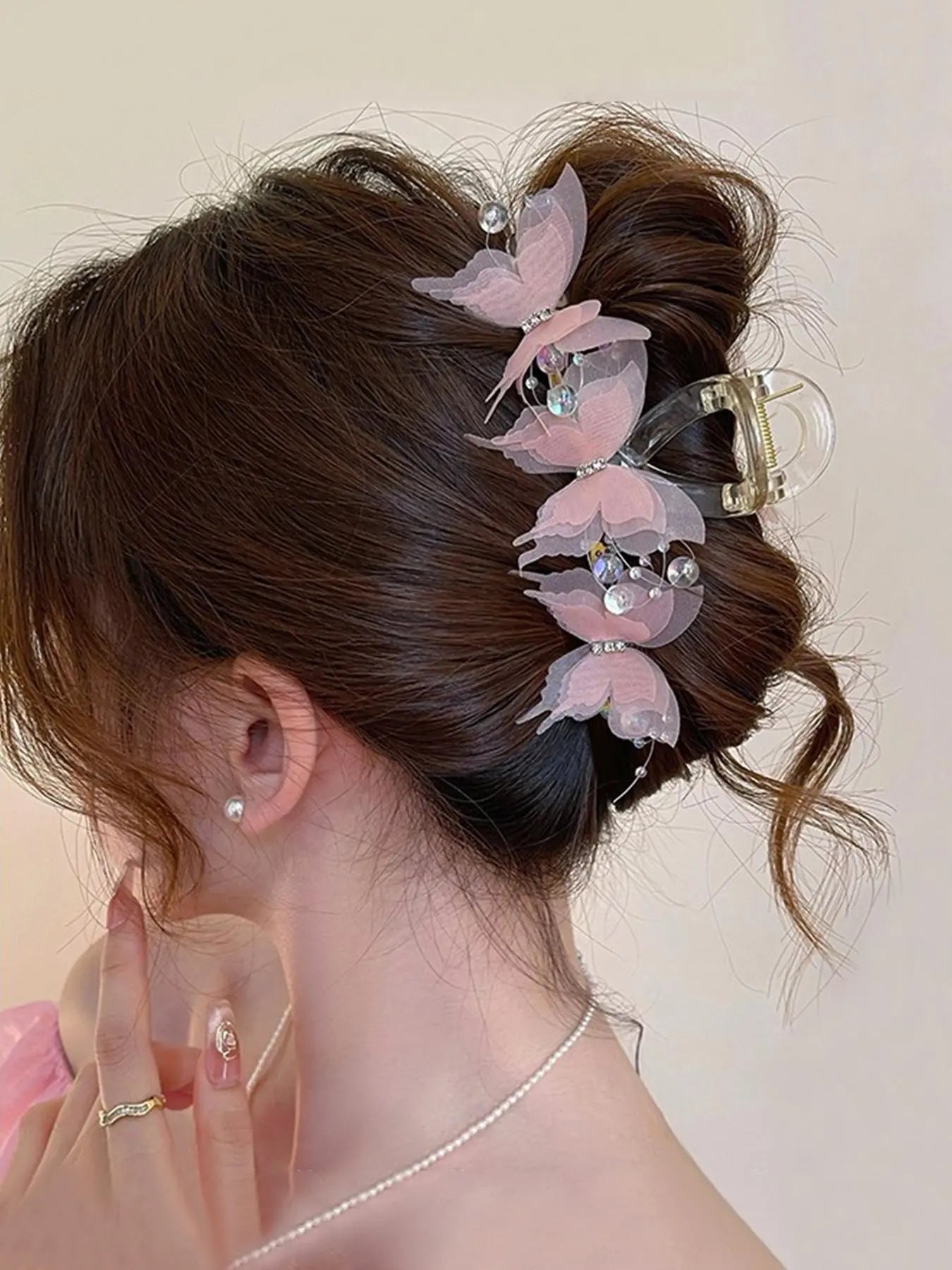 Women'S Elegant Rhinestone Decorated Butterfly Design Hair Claw, Exquisite Trendy Hair Claw for Fall Festival, Fashionable Hair Accessories for Women & Girls, Birthday Gifts