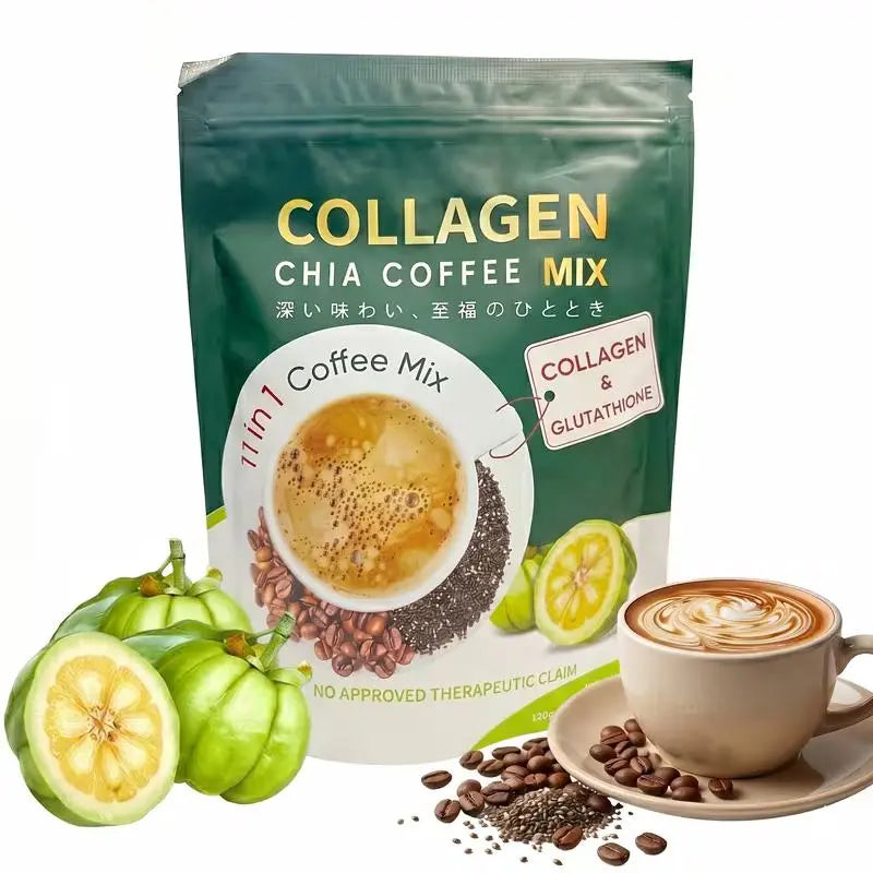 10/20 Pcs Sugar-Free 11-In-1 Robusta Collagen Coffee Sachets - 12G Daily Bean Blend with Chia Seeds, Goji Berries, Smooth Rich Dietary Supplement for Fitness & Healthcare, Smooth, Rich Coffee