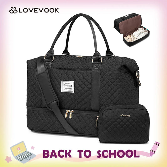 LOVEVOOK Weekender Bag Travel Duffel Bag with Shoe Compartment and Toiletry Bag for Women, Hospital Bag for Mom, Carry on Overnight Bag, Travel Essentials. Tiktokshopbacktoschool