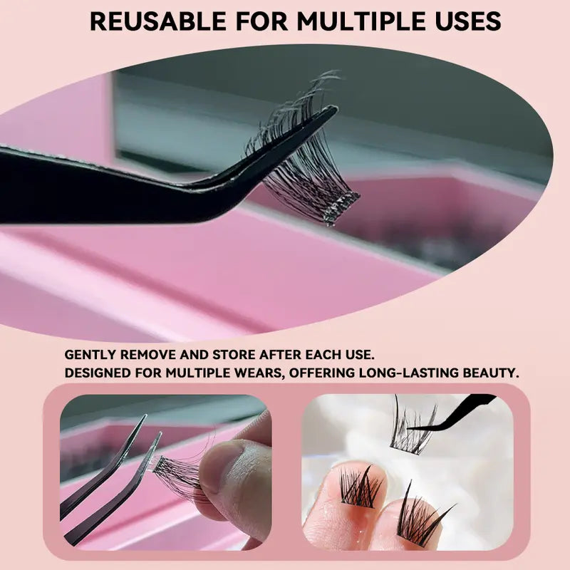 COFIER Fuzzy Volume Lash Kit - 12Mm-20Mm Length, No Glue Needed, Self-Grafting, Beginner Friendly Eyelashes Makeup Cosmetic Flawless #Summervibes