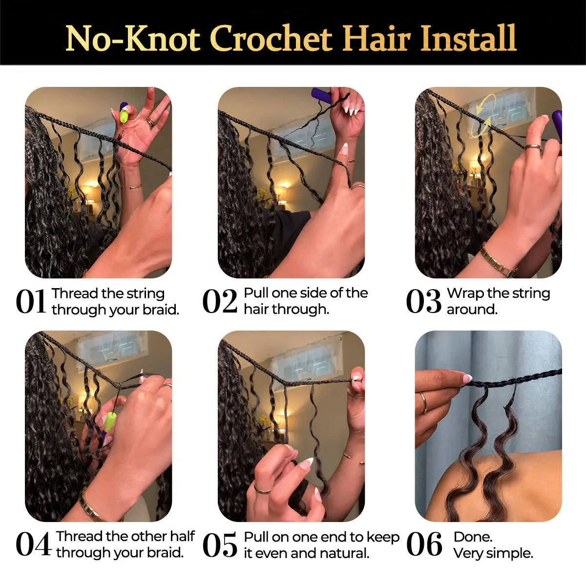 OQ HAIR Burmese Curly Crochet Hair Natural Black Machine Made Feather Crochet Human Hair Extension Miracle Knots Boho Braids #Sohochic #Tiktokshopbacktoschool #Dealsforyoudays