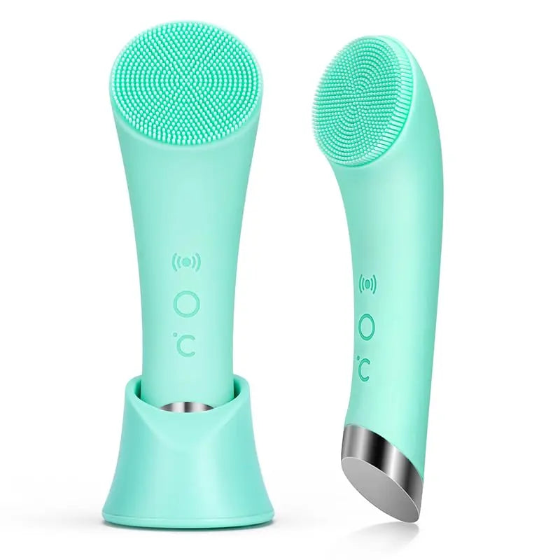 Facial Cleansing Brush, PRITECH Heatable Vibrating Face Scrubber with Massage, Silicone Face Scrubber for Women & Men, Electric Facial Cleanser for Deep Cleansing, Gentle Exfoliating Minihygieneproducts.