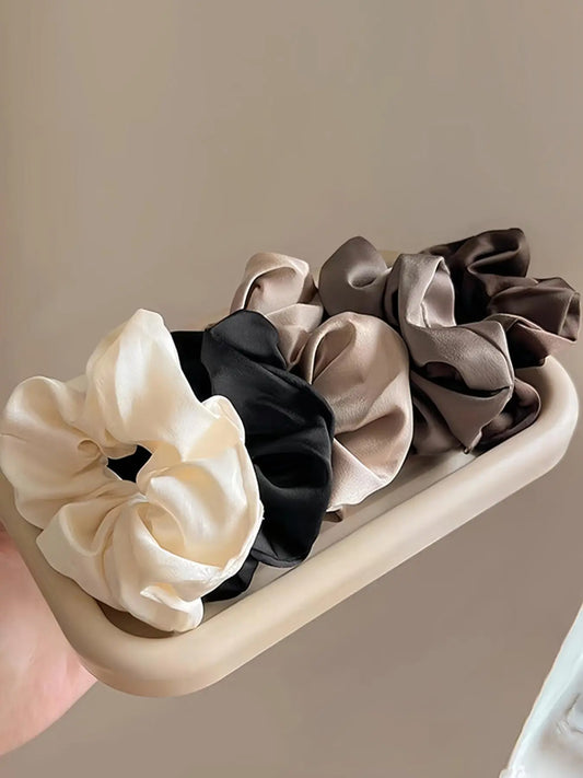 Women'S Elegant Solid Color Hair Tie, 5 Counts Casual Plain Scrunchie for Daily Hair Decoration, Ponytail Holder for Girls, Scrunchies, Elastic Hair Accessory, Elastic Hair Ties, Ponytail Accessories, Elastic Hair Ties Ponytail Holders