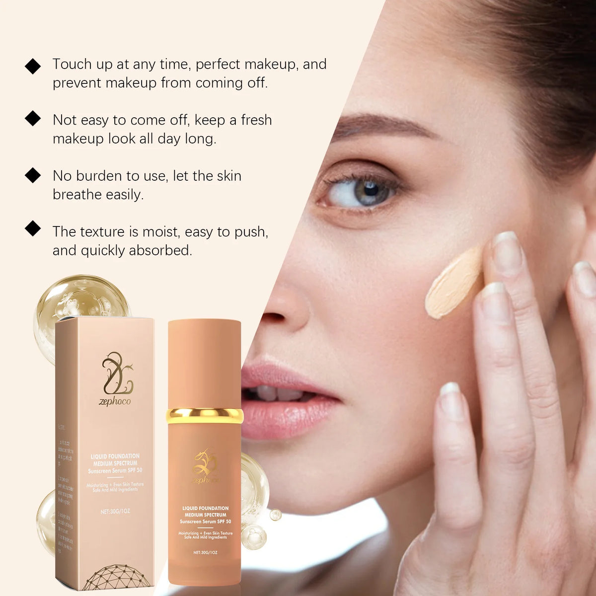 Transform Your Look with the 4-in-1 Magic Color Changing Foundation Liquid - Soft Matte, Hydrating, and Waterproof with SPF 50!