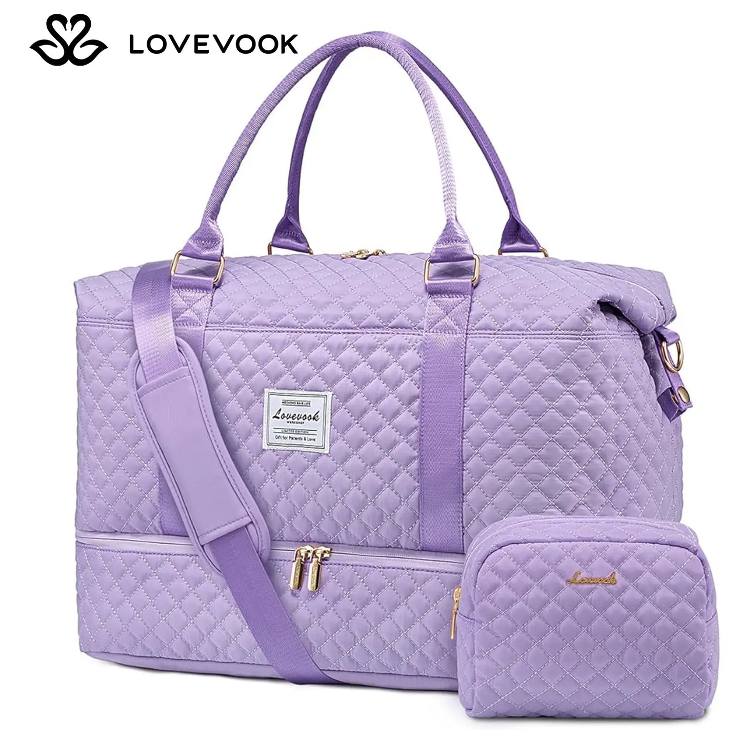 LOVEVOOK Weekender Bag Travel Duffel Bag with Shoe Compartment and Toiletry Bag for Women, Hospital Bag for Mom, Carry on Overnight Bag, Travel Essentials. Tiktokshopbacktoschool