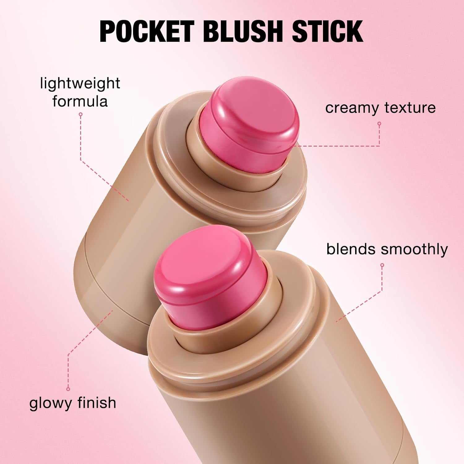 Multi-Use Cream Blush Stick for Lips and Cheeks - Ideal Makeup for Mature Skin