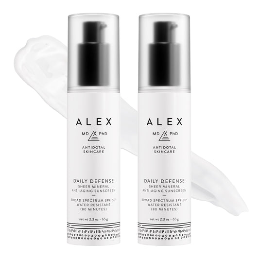 Ultimate Daily Defense: Alex MD PhD Mineral Anti-Aging Sunscreen SPF 50+ - 2 Pack for All Skin Types