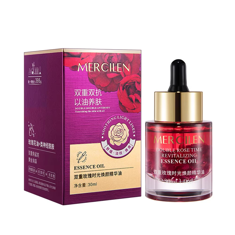 Double Rose Petal Radiance Essence Oil Facial Care Tightening Moisturizing Brightening Face Serum Korean Skin Care Products
