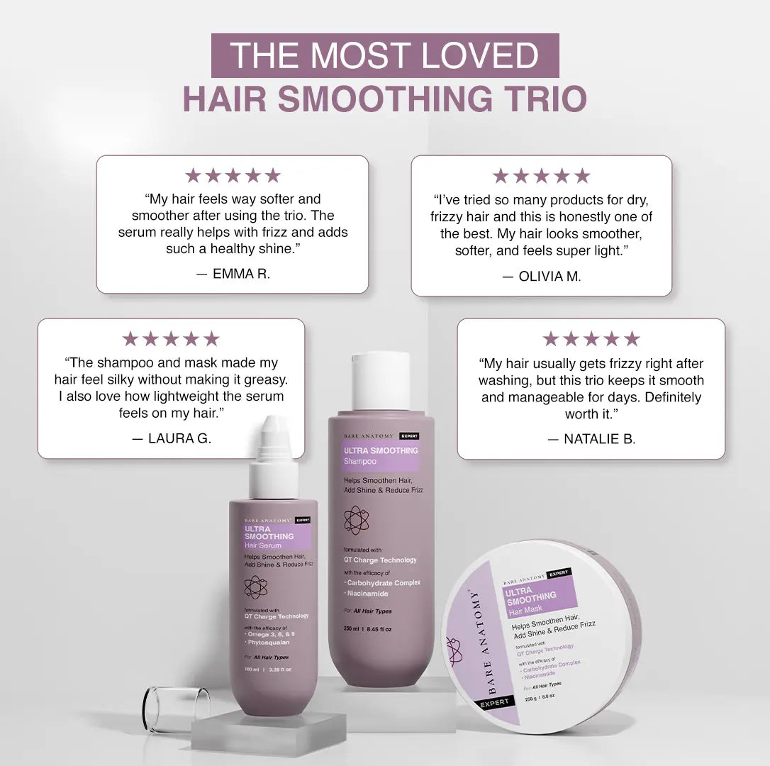 Bare Anatomy Ultra Smoothing Hair Trio – Shampoo, Mask & Serum