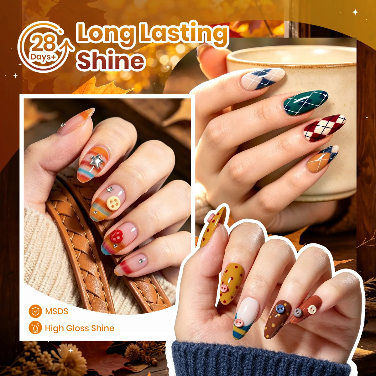 Beetles Vintage Fall Gel Nail Polish Set - 6 Stunning 9ml Bottles for DIY Salon Quality Nails, Perfect for Gifting and French Manicures