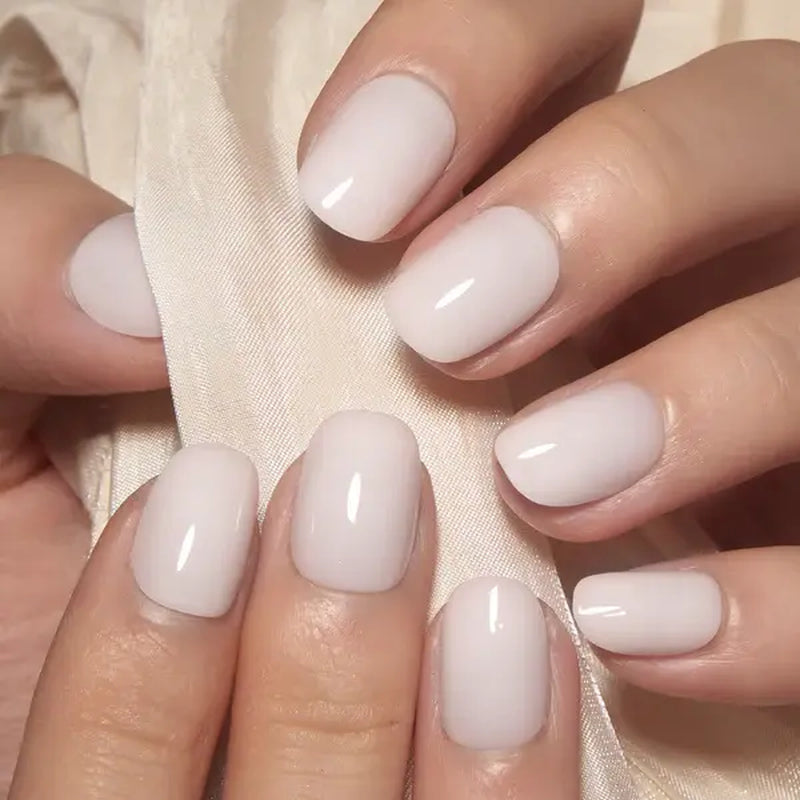 Milky White Press on Nails | Curvlife Nail | 30Pcs | Glossy Natural Finish | Easy Apply, Comfortable & Durable | Daily, Business & Elegant Nail Art | Summervibes