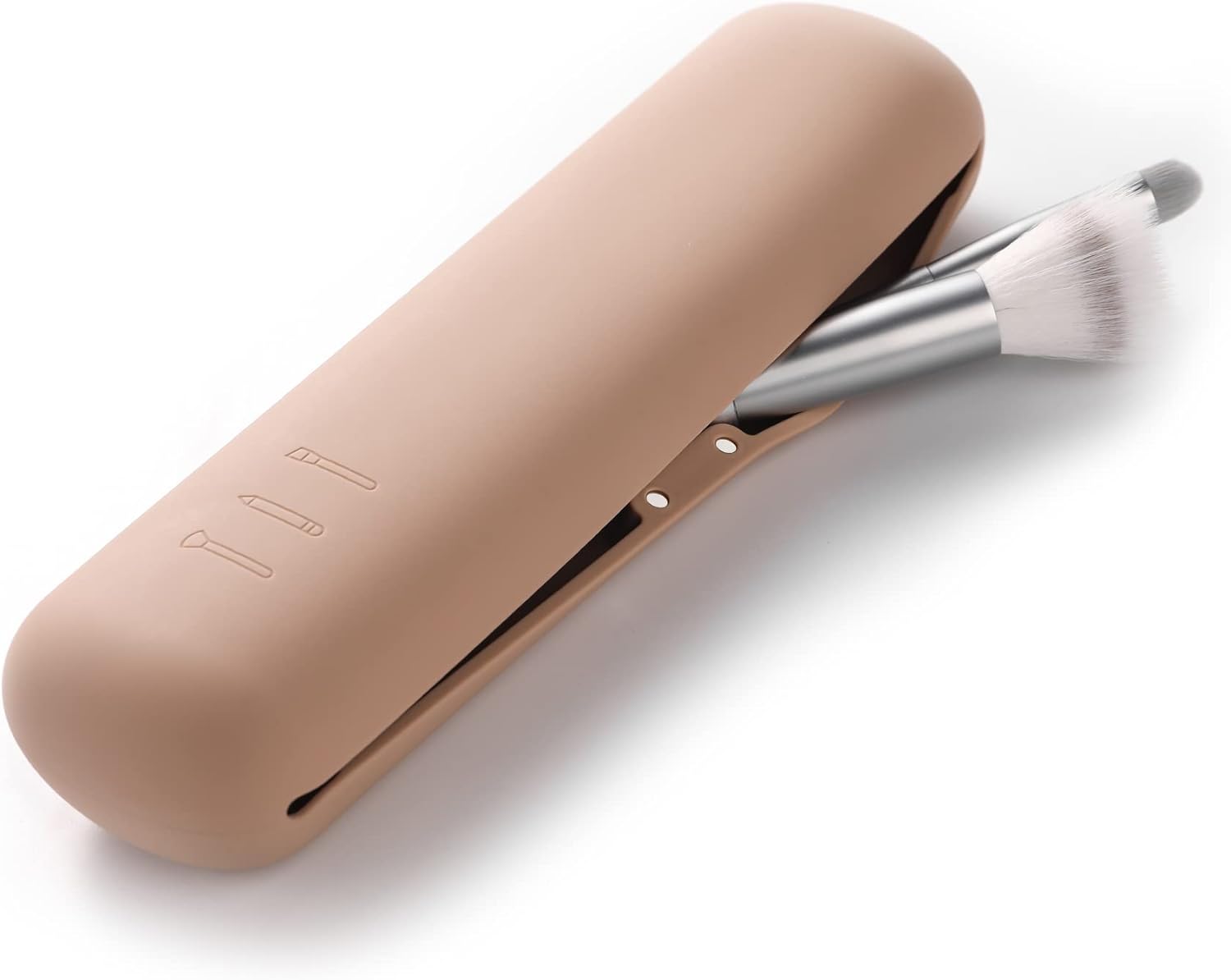 FERYES Premium Large Travel Makeup Brush Holder - Sleek Magnetic Silicone Organizer for Effortless Beauty On-the-Go