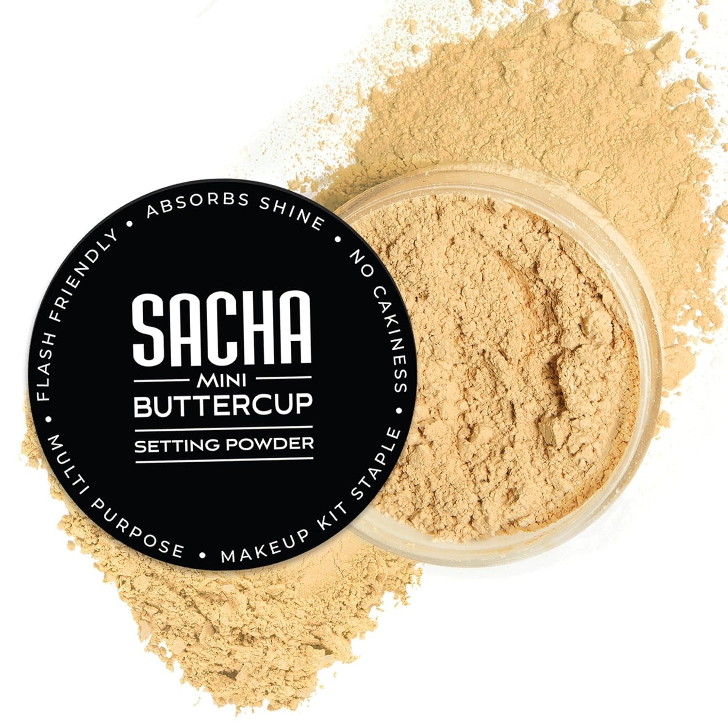 Sacha Buttercup Setting Powder for Medium to Deep Skin Tones – Translucent Loose Face Powder, Flashback-Resistant, Oil Control, Long-Wear Matte Finish (1.75 Oz)