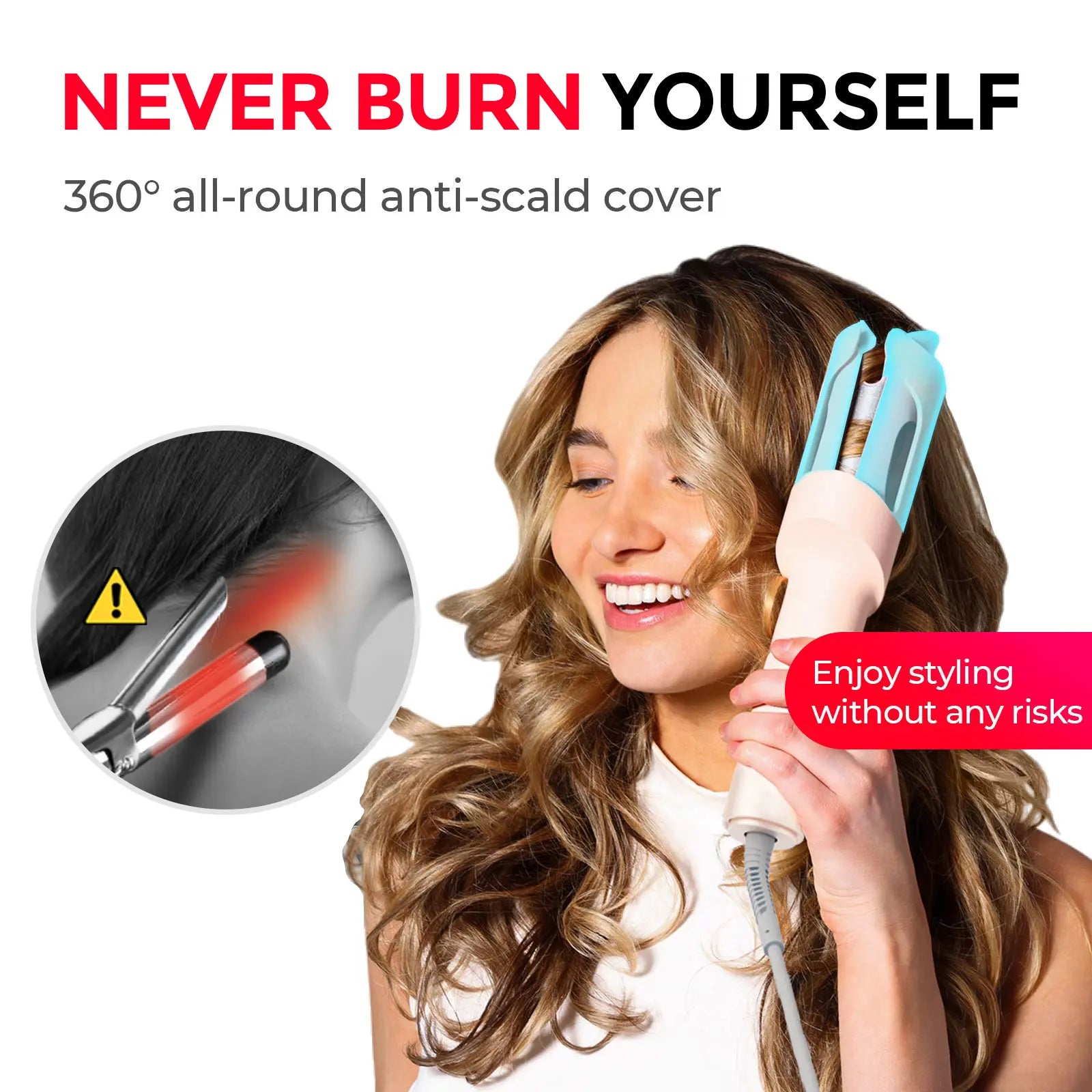 TYMO CURLPRO Automatic Hair Curler - Multifunctional Styler, Curling Irons with Negative-Ion Ceramic Coating, Anti-Jam Chip, 1-Tap Auto-Rotating Barrel, Dual Temp, Timer, Swivel Cord, Anti-Tangle, Travel-Friendly Bouncy Curls Gift for Women