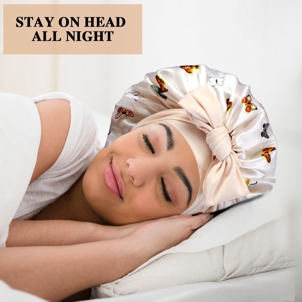 Luxurious Large Satin Bonnets & Stylish Scrunchies Set - The Perfect Hair Care Solution for Braids and Curls