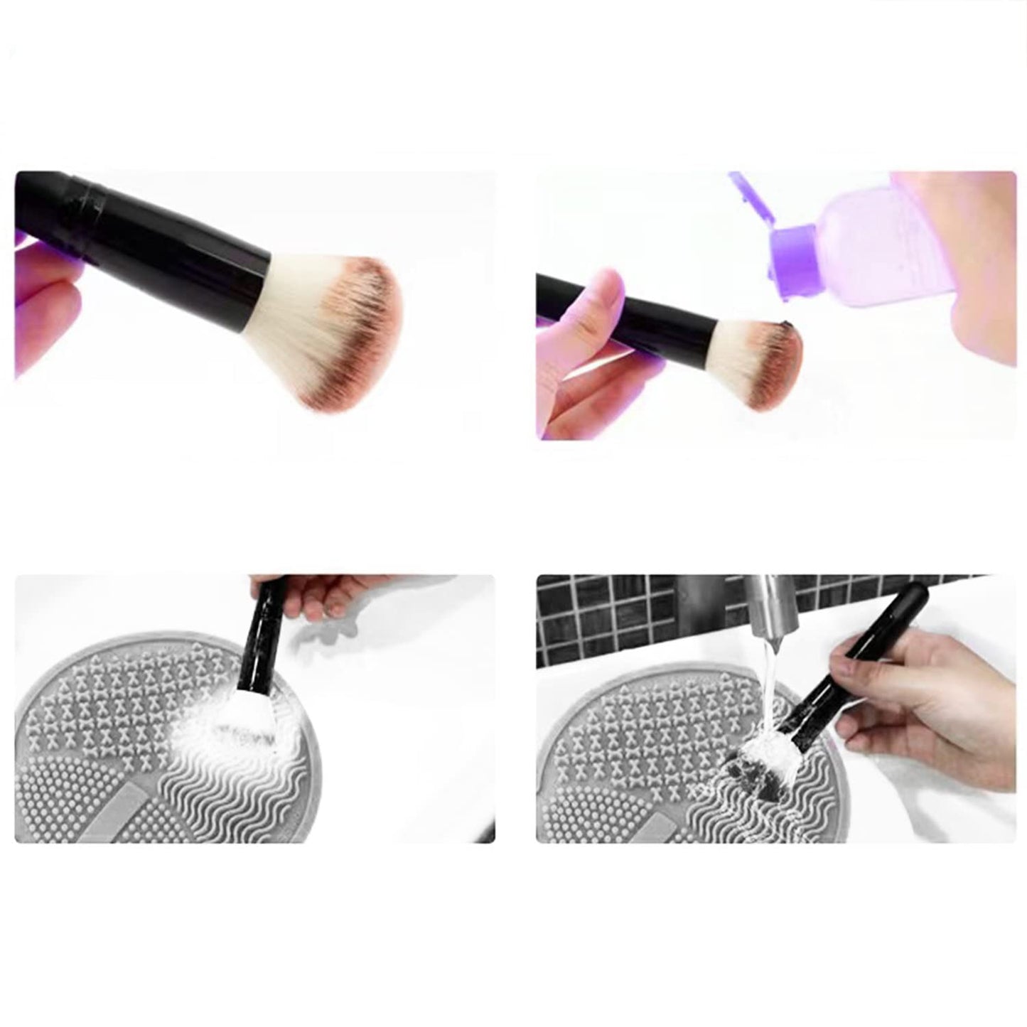 Revolutionary Silicone Cleaner Mat for Makeup Brushes and Sponges - Effortless Hygiene in Gray