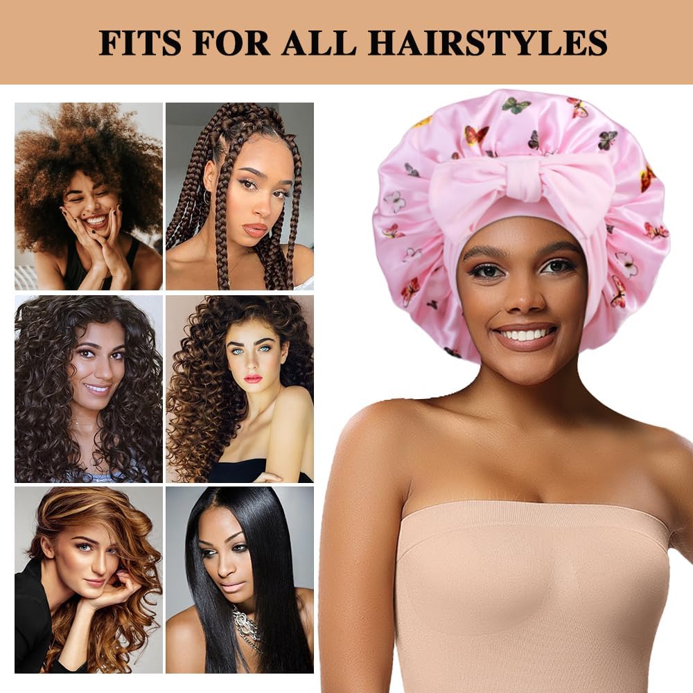 Luxurious Large Satin Bonnets & Stylish Scrunchies Set - The Perfect Hair Care Solution for Braids and Curls