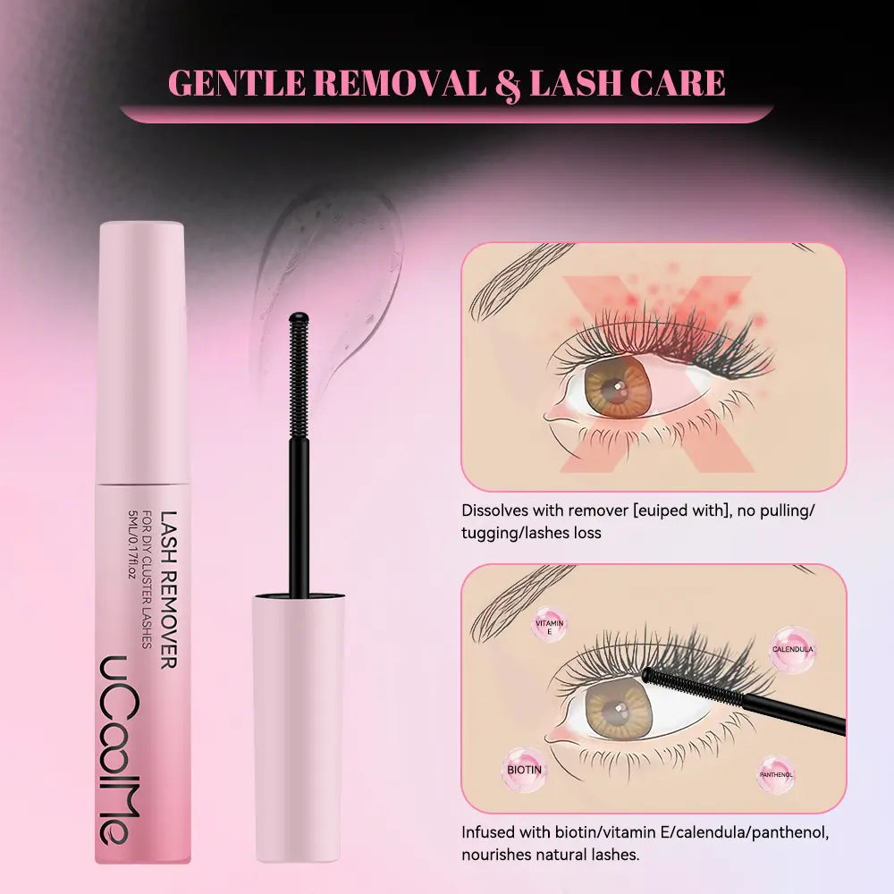 Ucoolme [New Upgrade] 2-In-1 Bond & Seal Waterproof Lash Cluster Glue - Strong-Hold, Beginner-Friendly Cosmetic Adhesive with Included Makeup Remover, Beauty Products, Eyelash Clusters, Waterproof Lash Clusters,Sunscreen