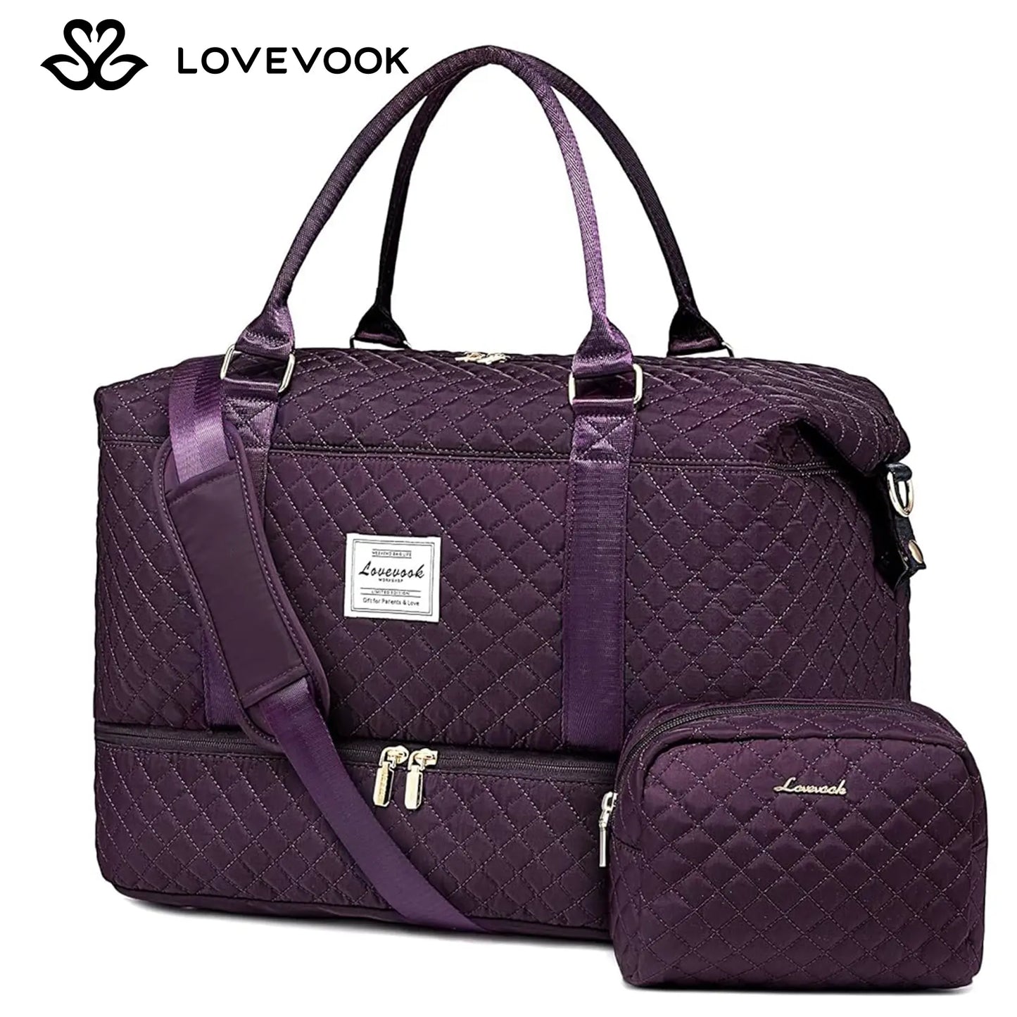 LOVEVOOK Weekender Bag Travel Duffel Bag with Shoe Compartment and Toiletry Bag for Women, Hospital Bag for Mom, Carry on Overnight Bag, Travel Essentials. Tiktokshopbacktoschool