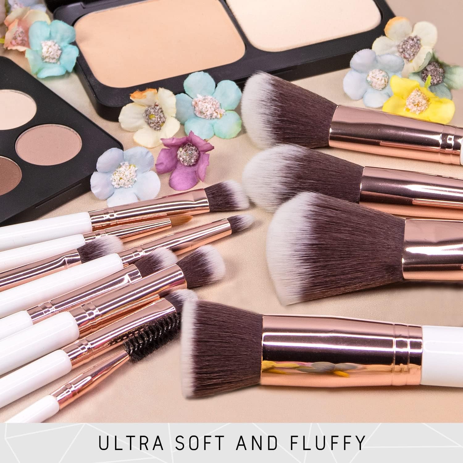 15-Piece Award-Winning Professional Makeup Brush Set - Vegan Brushes with Case, Sponge, Cleaner, and Guide in Gift Box