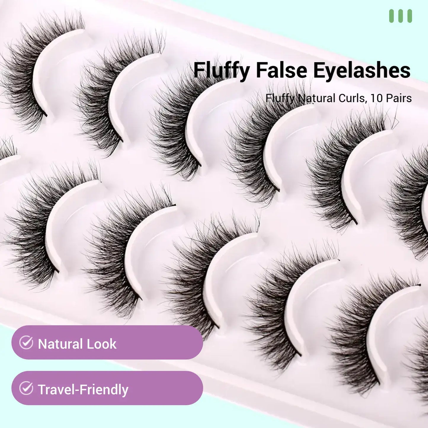 Natural False Eyelashes, 10 Pairs Fluffy Strip Lashes, DIY Faux Eyelash Extensions Kit, Natural Cat Eye Curl, Soft and Curly Fake Lashes for Women, Eye Makeup Cosmetic, DIY Dramatic Lashes