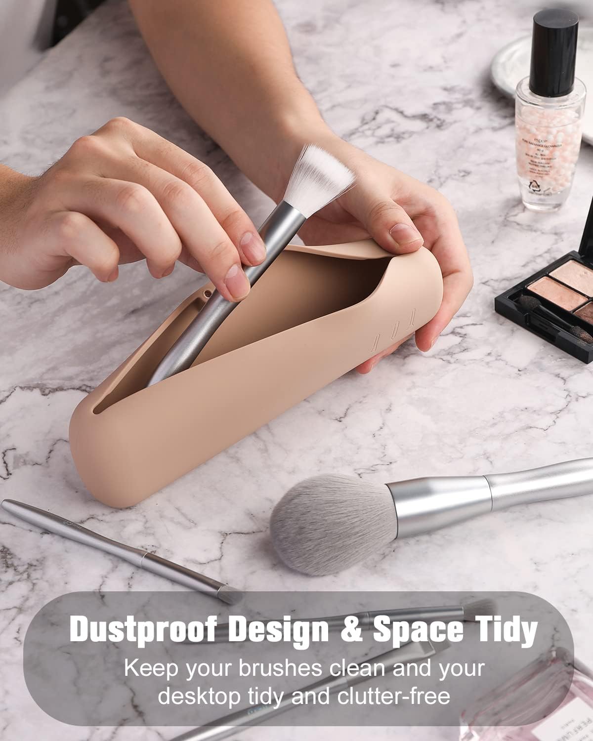 FERYES Premium Large Travel Makeup Brush Holder - Sleek Magnetic Silicone Organizer for Effortless Beauty On-the-Go