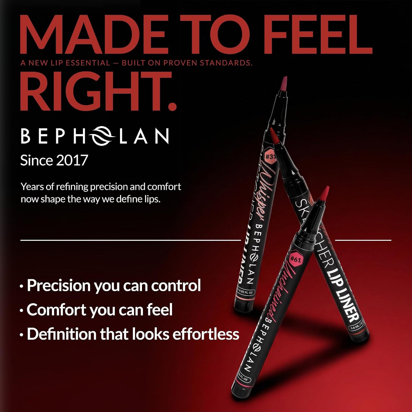 BEPHOLAN All-Day Waterproof Liquid Lip Liner and Stain - Precision Application for Beautiful Lips