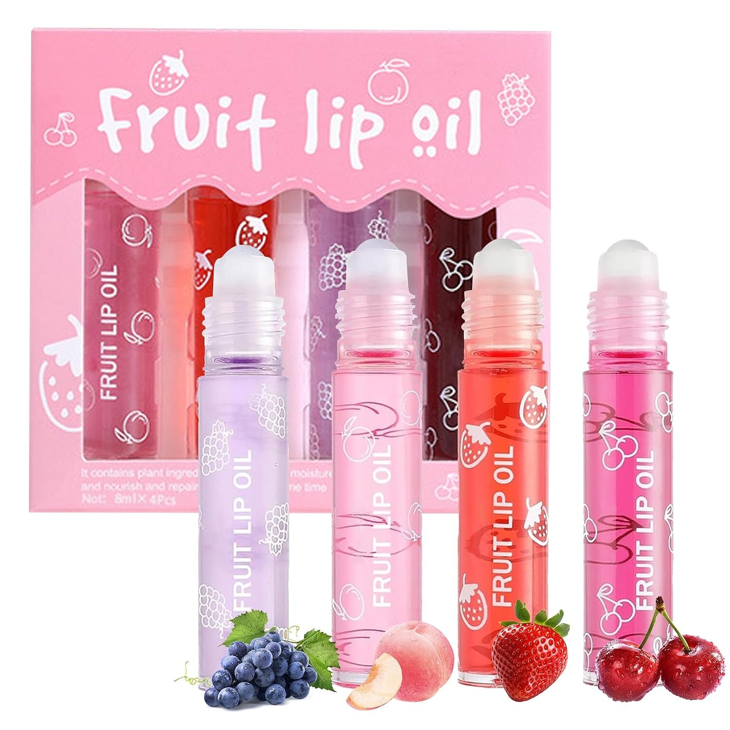 Indulge Your Lips with Our 4-Piece Fruit-Flavored Lip Oil Set - Hydrating, Non-Sticky, and Perfect for Every Occasion!