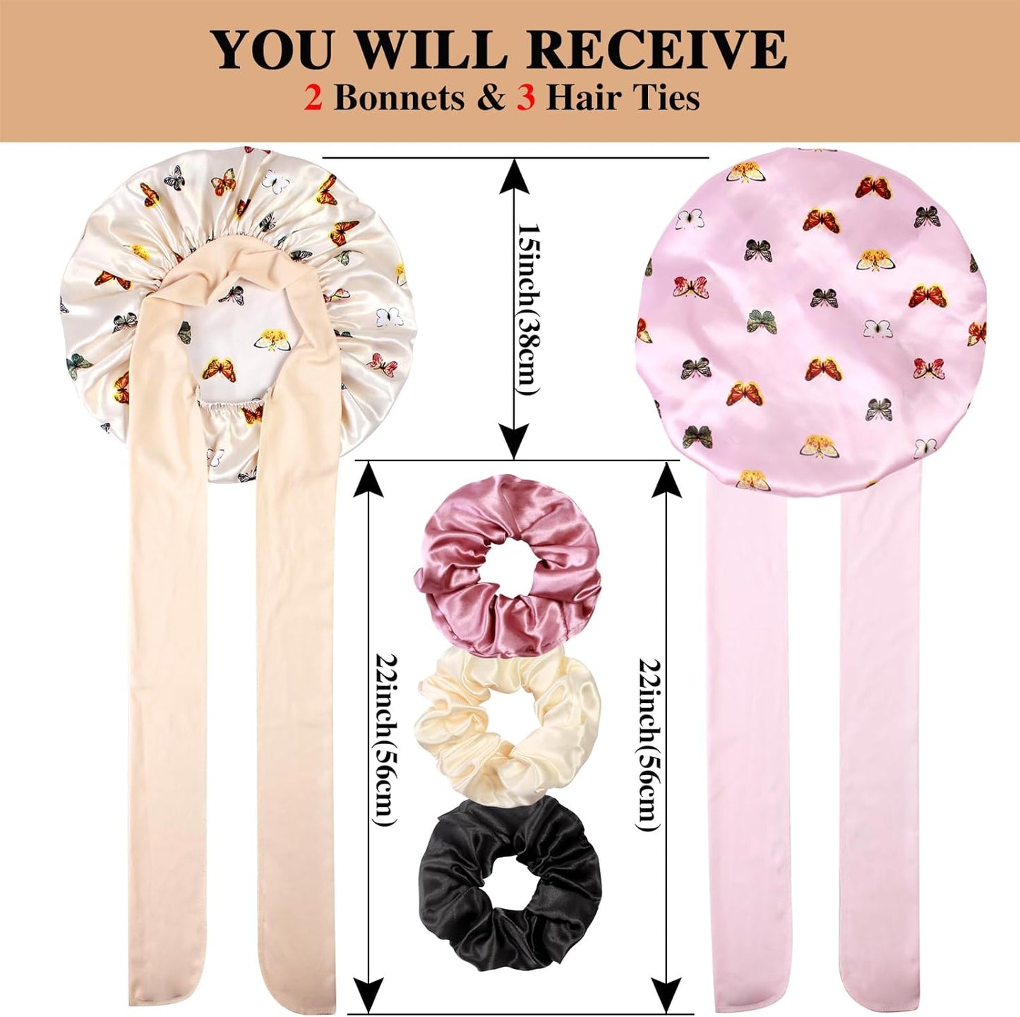 Luxurious Large Satin Bonnets & Stylish Scrunchies Set - The Perfect Hair Care Solution for Braids and Curls