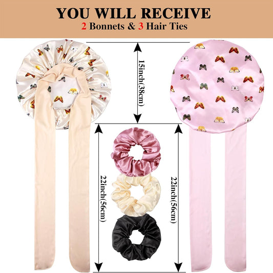 Luxurious Large Satin Bonnets & Stylish Scrunchies Set - The Perfect Hair Care Solution for Braids and Curls